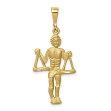 14k Yellow Gold Satin Diamond-cut Libra Zodiac Charm Pendant