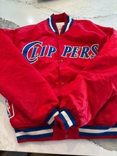VTG RARE NBA LA CLIPPERS STARTER SATIN BOMBER JACKET MENS LARGE ONE OWNER