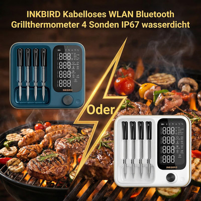 INKBIRD Kabelloses WiFi Fleisch Thermometer Grill BBQ Oven Alarm AppSteuerung CF
