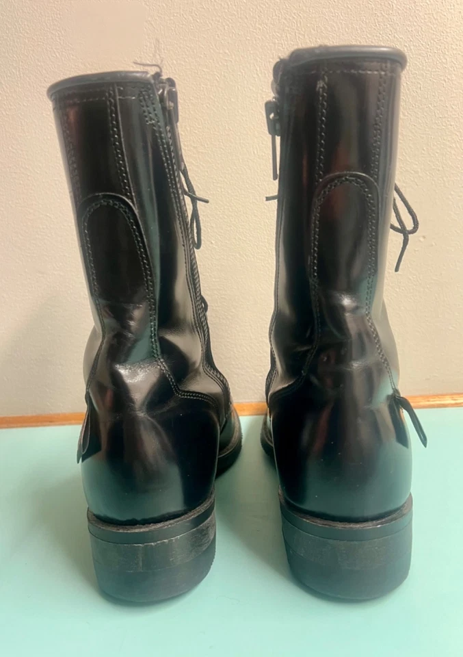 Harley Davidson USA Black Leather Zip Lace Up Motorcycle Combat Boots Men 8 1/2 - Image 4 of 4