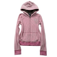 PINK by Victoria's Secret Women's Pink Full Zip Hoodie Sequins Graphic Size L