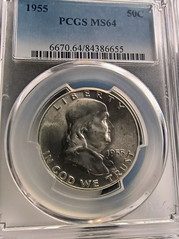 1955 Franklin Silver Half Dollar PCGS MS64