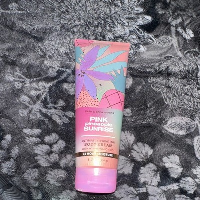 Bath & Body Works Pink Pineapple Sunrise Body Cream 8 oz + Hyaluronic 24H