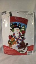 Bucilla Felt Christmas Stocking Snowman And Puppies New 86900E