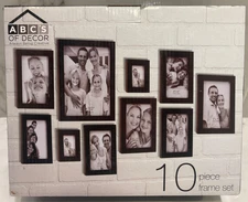 ABC's of Decor 10 Piece Black Picture Frame Set Wall Home Decor W FREE SHIP