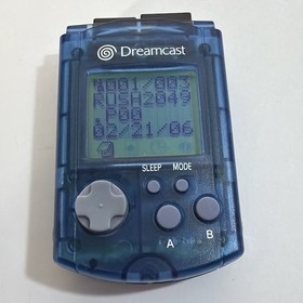 Sega Dreamcast VMU Visual Memory Unit Clear Smoke Blue Grey HKT-7000 w/Cover