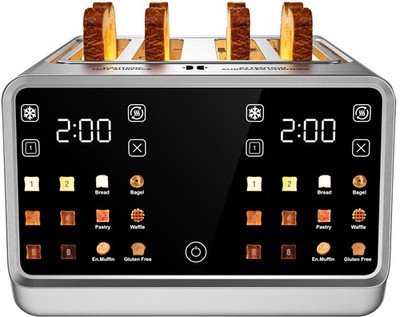 Smart Toaster 4 Slice with Wide Slot  Dual Digital TouchScreen for Family | S...