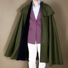 Men's Green Wool Inverness Cape Victorian Style Outerwear Cape