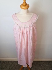 Womens Vintage Cottagecore Pink Slip Nightdress Dress L