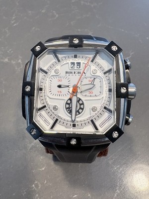 NEW Brera Orologi SUPERSPORTIVO SQUARE Mens Swiss White 48mm Watch BRSS2C4604