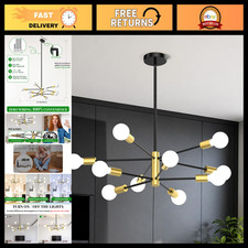 Mid Century Modern 10-Light Sputnik Chandelier, Adjustable Ceiling Fixture - Bla