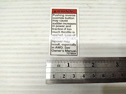 Decal-Warning, Override AWD - ---- POLARIS NOS