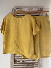 B2 Contempo Casuals Yellow Silk 2 Piece Skirt Set Vintage Size 9-see Meas.