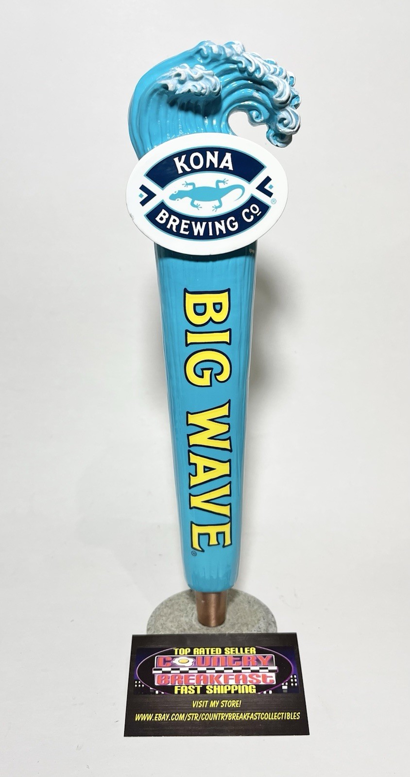 Kona Brewing Big Wave Golden Ale Hawaii Blue Beer Tap Handle 11.5” Tall Nice!!