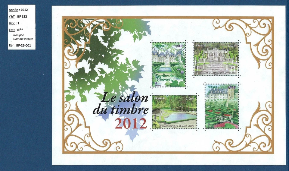 France - 2012 - BF 132 - "Salon du timbre" (4580, 4581, 4663, 4664) - Neuf** - Photo 1/1