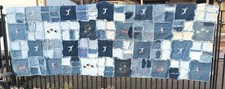 Large DALMATION Puppy Dog Quilt Denim Jean Patchwork Embroidered 60" x 90"