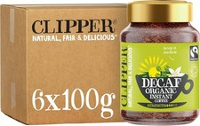 Clipper Fairtrade Organic Decaf Instant Coffee 100g x 6 PACK
