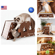 Bumotse Felt Cat Bed Cave For Indoor Cats Modular Tunnel Hideaway House For