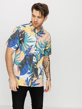 Quiksilver Tropical Flow Hawaiian Shirt Men's 2XL Multicolor Modern Fit Pocket
