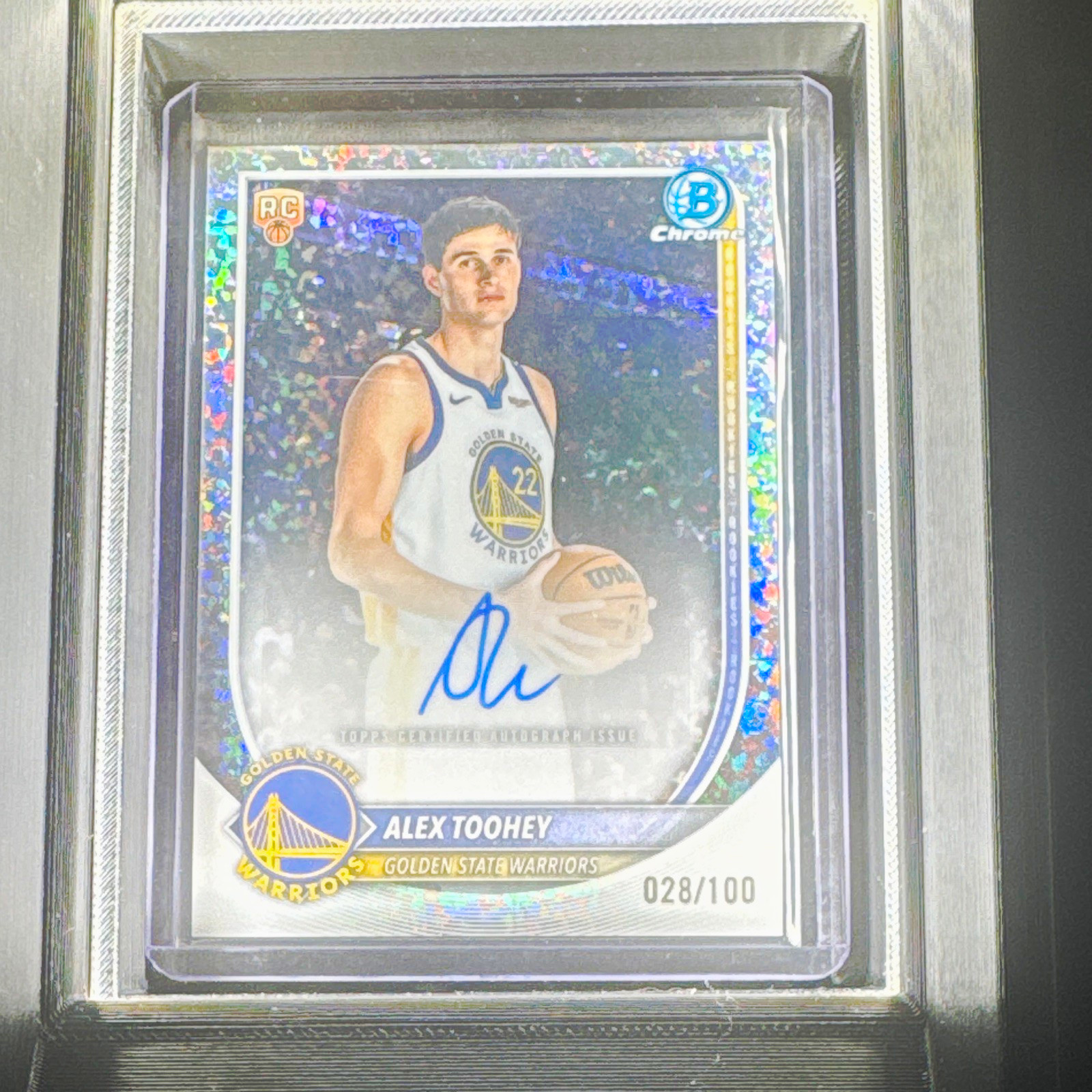 Topps 2025-26 Bowman Alex Toohey Warriors Chrome Auto Mini-Diamond 28/100 RC