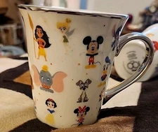  ZRIKE BRANDS BY R SQUARED Disney Characters Ceramic Coffee Mug Silver Trim   K