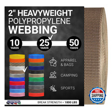 Strapworks Heavyweight Polypropylene Webbing - 2" x 25yds Tan Outdoor Strapping