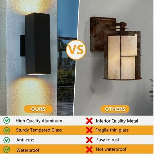 4 Pack Black Indoor Sconce Modern Outdoor Porch LED Up Down Light Wall Fixture - Picture 4 of 10