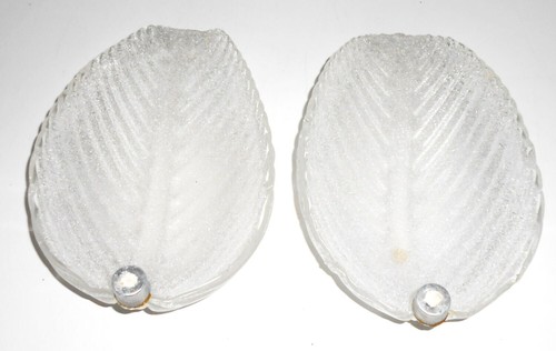Pair Huge XL Vintage Barovier Rugiadoso Leaf Wall Sconce Shades Murano - Picture 2 of 5