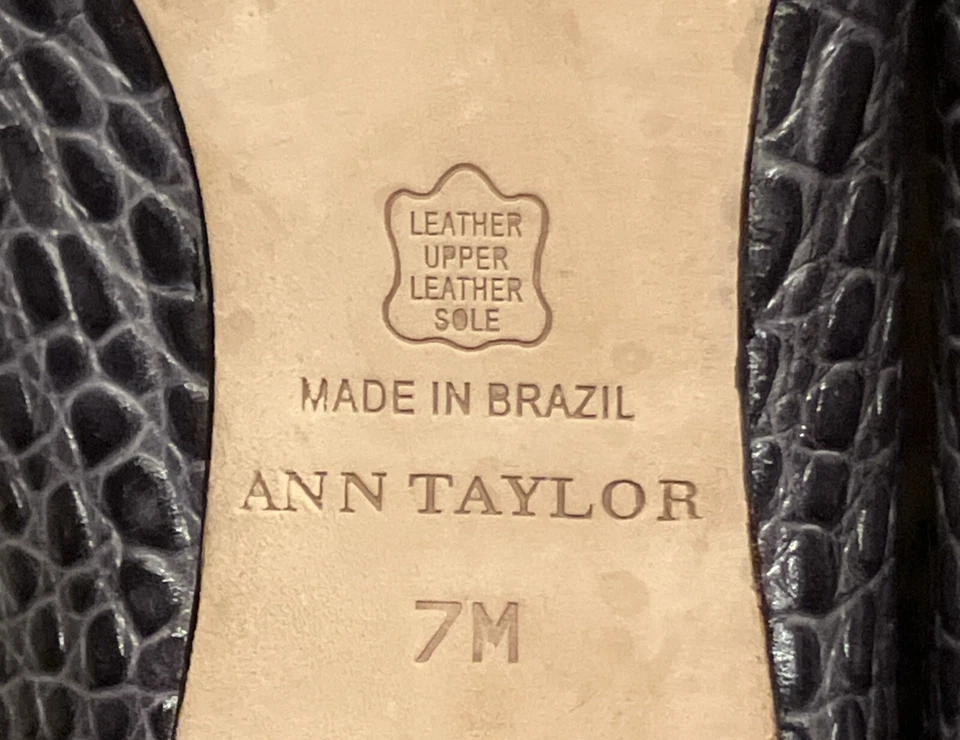 ANN TAYLOR Women’s Size 7M Brazilian Leather Gray Croc Embossed 3-1/8” Heels 🔥 - Image 3 of 4