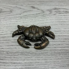 Vintage Brass Crab Paper Weight Knick Knack Vintage Nautical Beach Decor Animal