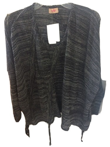 Tulip Gray And Black Marled Pullover Oversized Sweater Large NWT $92.00