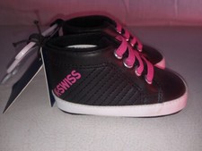 New With Tags K-Swiss Infant Size 2 3-6Mo Black Purple Court Crib Sneakers
