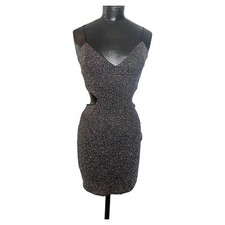 Windsor Black Silver Metallic Cutout Bodycon Party Dress size small