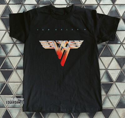 NEW! Van Halen Logo Rock Band, Unisex Heavy Cotton Black T-shirt, Sizes S-5XL