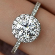 3Ct Round Simulated Diamond Halo Women's Engagement Ring 14K White Gold Plated