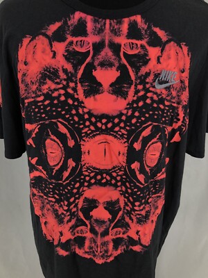 NIKE ATHLETIC CUT BLACK REDTIGER LION EYES TRI BLEND TEE