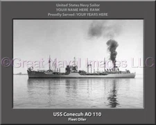 USS Conecuh AO 110 Personalized Canvas Ship Photo Print Navy Veteran Gift
