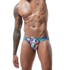 Men's Swimming Swimwear Board Summer Beach Low Rise Print Fit Comfy Briefs