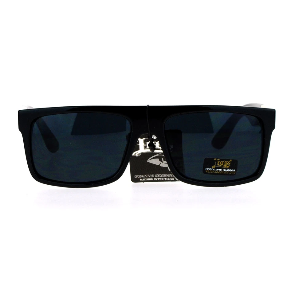 Loc Sunglasses Mens Fashion Shades Flat Top Rectangular Black Off White - Image 2 of 4