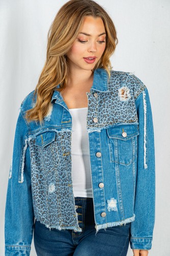 White Birch Womens Leopard Denim 