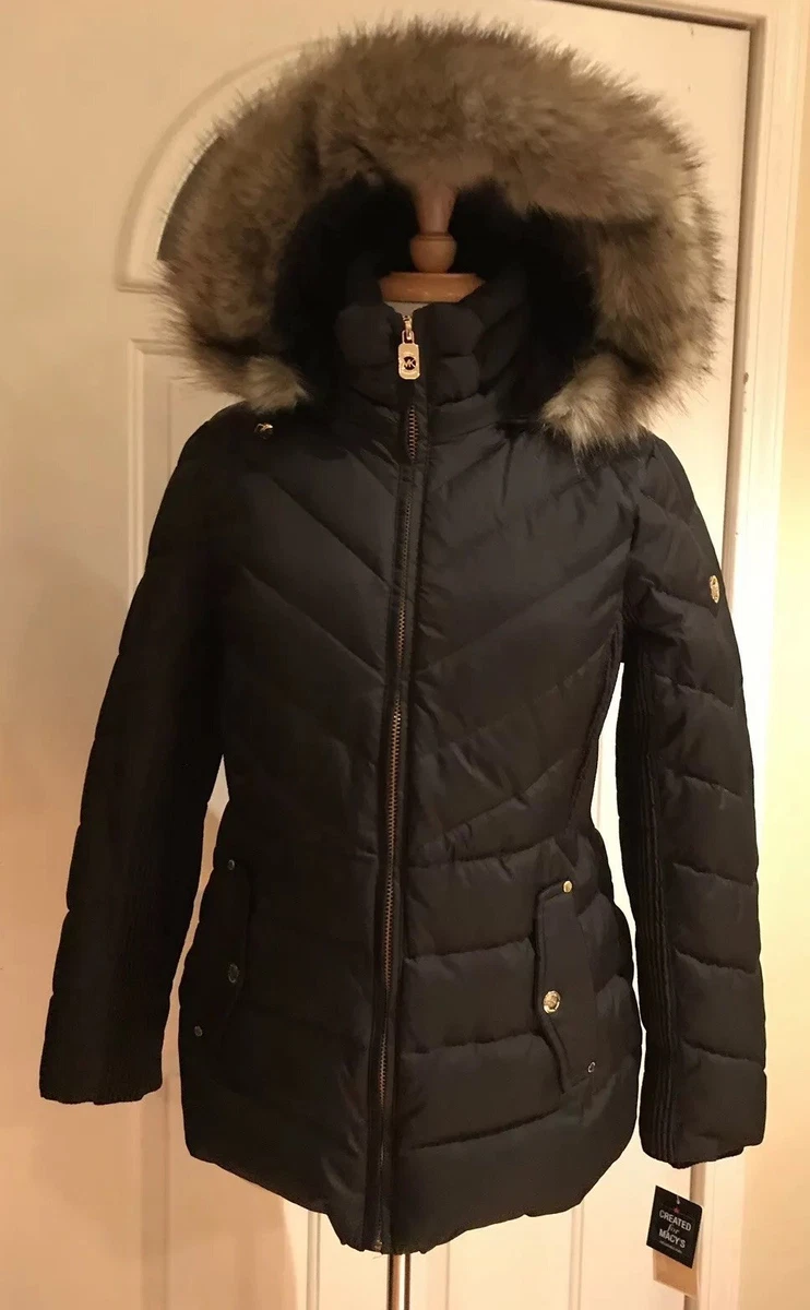 Michael kors petite faux fur hooded hotsell down coat