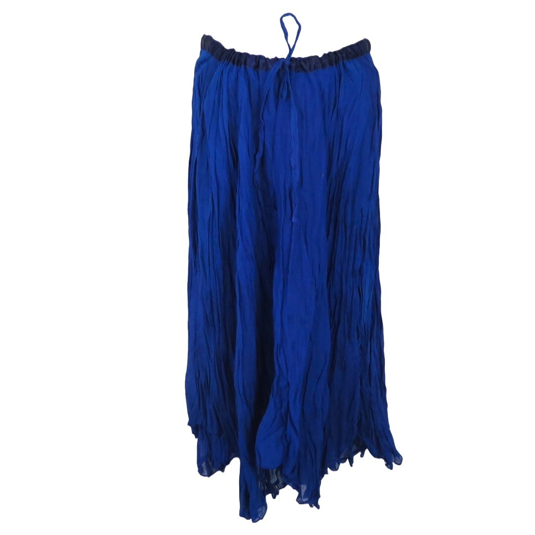 Handmade Blue Voile Cotton Skirt with Drawstring Umbrella Coverup-image