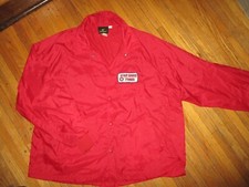 vtg STAR CROSS FANCY QUALITY FOODS NYLON JACKET Patch Windbreaker Red Coat XL