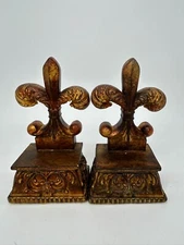 Bella Home Decor Bronze Fleur de Lis Book Ends Set of 2  7" inch