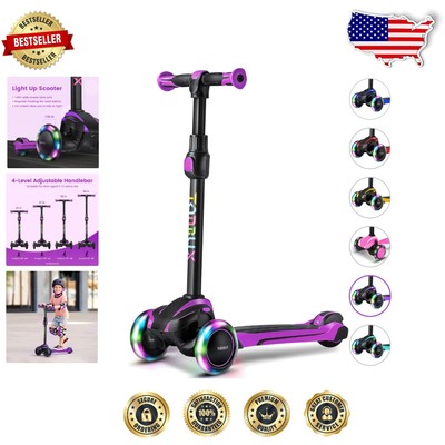 Durable 3-Wheeled Kids Scooter with LED Lights - Adjustable for Growing Children