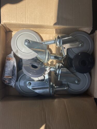 Heavy Duty 4 5" Hard Rubber Scaffolding Caster Wheels 2 Locking All Four Swivel - Picture 7 of 7
