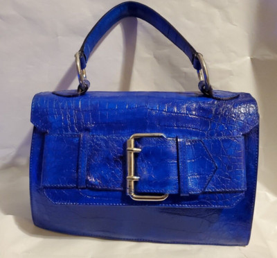 Tosca Blu of Italy -  Electric Blue Mock Croc Satchel Very ''Brahmin Hallie'' Look