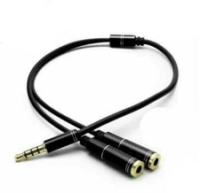 3.5mm 1FT Audio Headphone Mic Y Splitter Dual Cable Adapter Male to 2 Female US