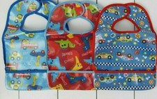 Parent s Choice Bibs 3 Pc. Boys Toddler Crumb Catcher Water Resistant NWT