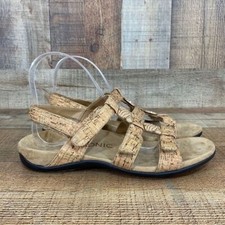 Sandalias de corcho Vionic color ámbar tostado con tira trasera para mujer 8 orthaheel cómodas
